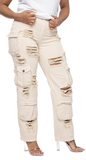 Khaki Destroyed Pants