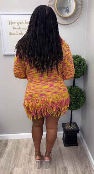 Tassel Knit Fringe Sweater Skirt Set