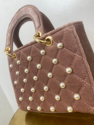 Quilted Velvet/Pearl Bag
