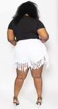 Shaggy White Fringy Shorts