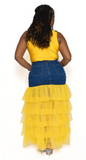 Halle Yellow Denim Tulle Skirt