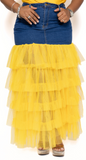 Halle Yellow Denim Tulle Skirt